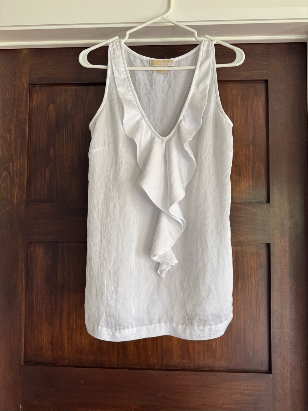 Michael Kors White Ruffle Sleeveless Top